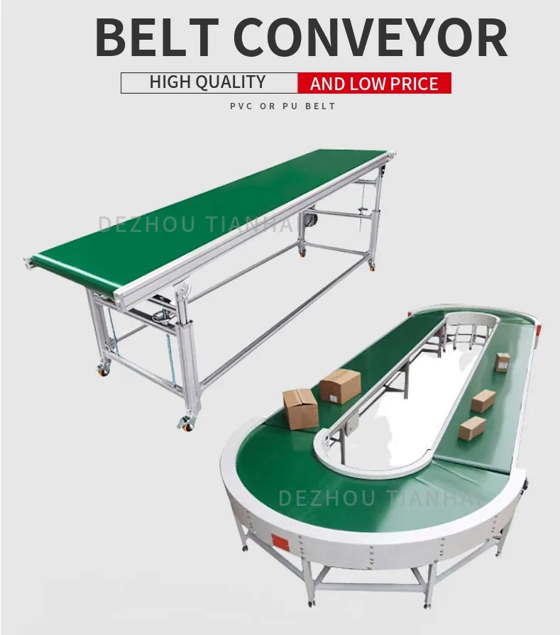 Detianhai Low Noise PU PVC Carbon Steel Stainless Steel Belt Conveyor for Factory