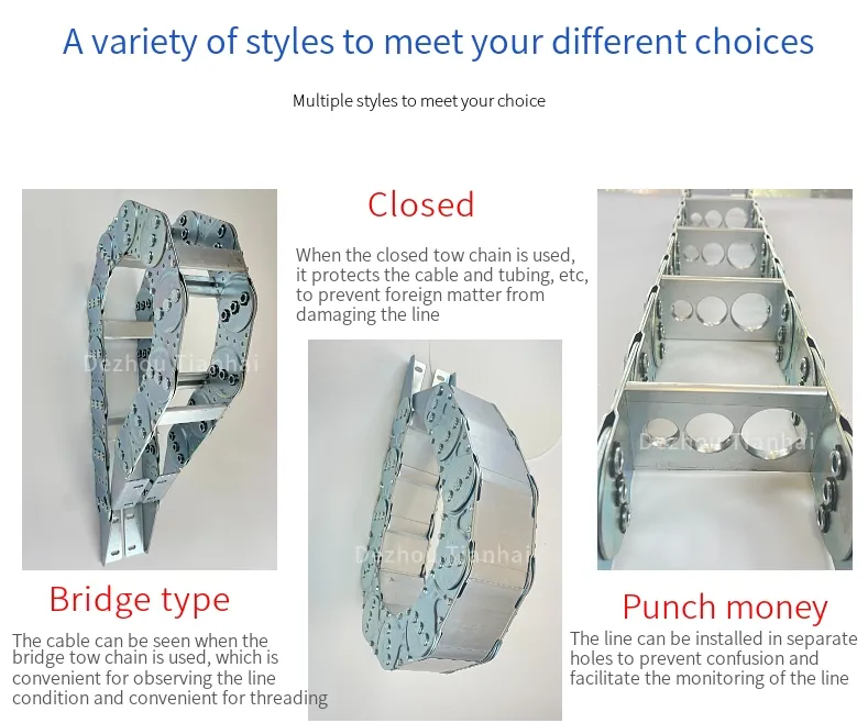 Steel and Aluminum Drag Chain Hydraulic Hose Track Semi Closed Drag Chain