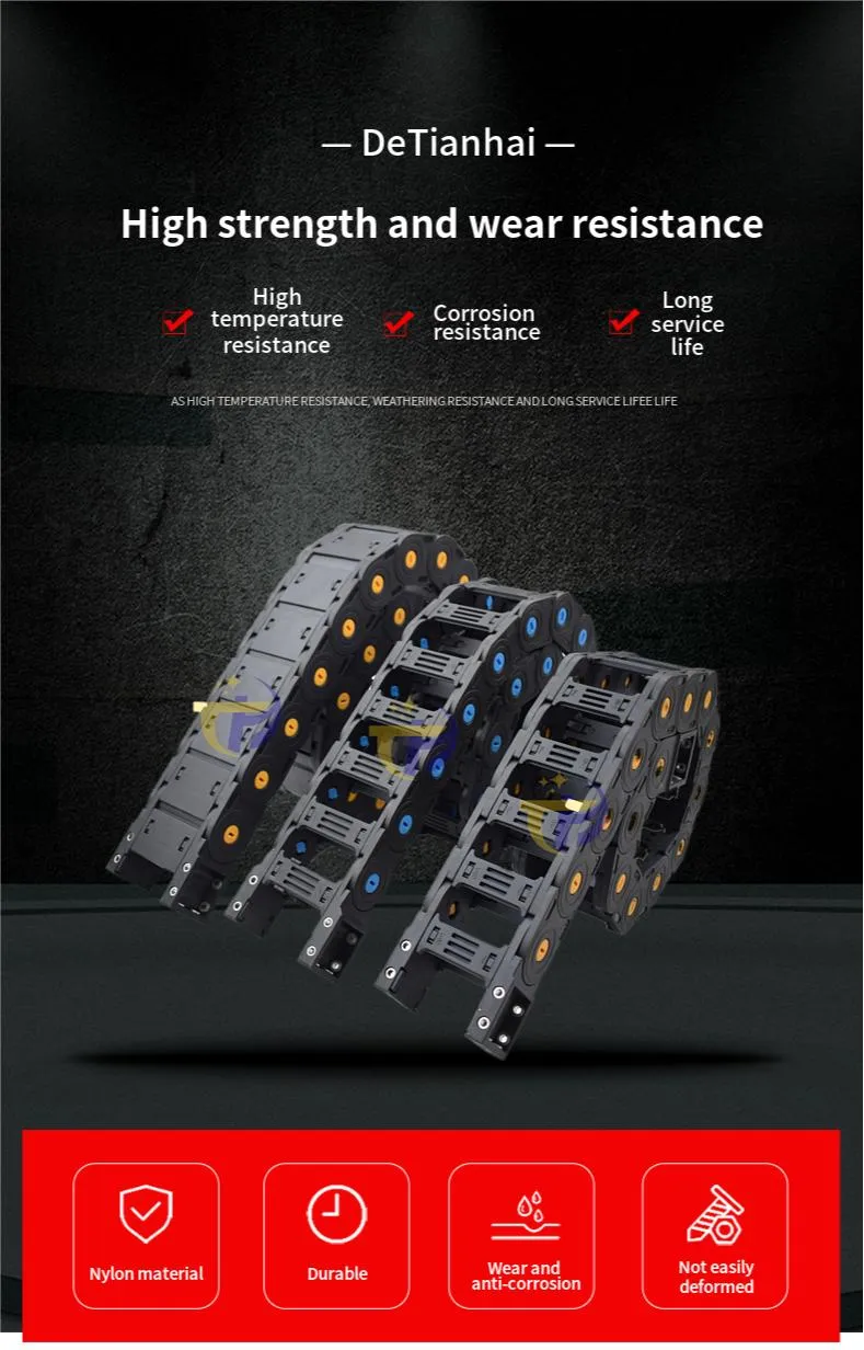 Machine Tool Plastic Chain Reinforced Cable Trough Protective Nylon Drag Chain