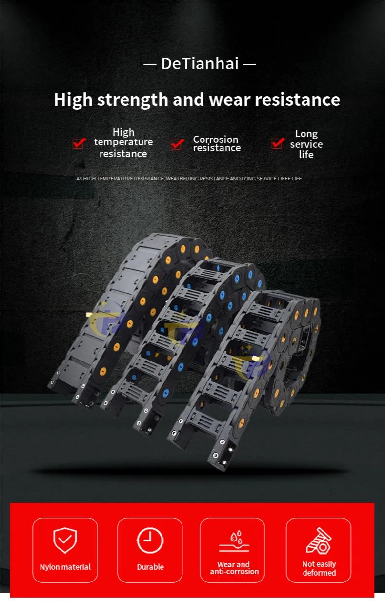 High Speed Nylon Material Electrical Bridged Cable Carrier Drag Chain