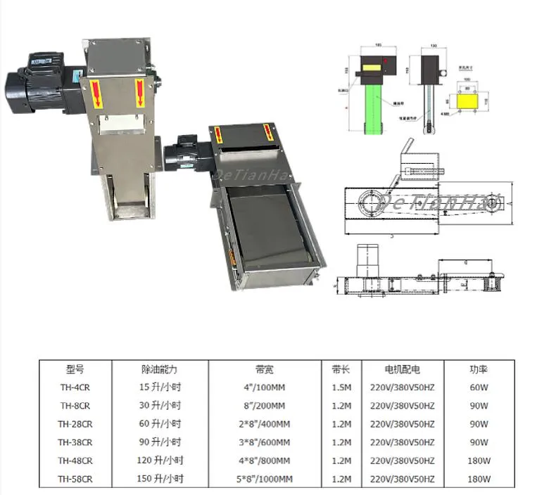 High Speed Cooling Oil Water Skimmer Recovery Machine Grinder Steel Band Oil Water Separator