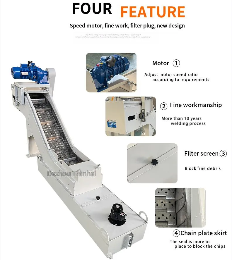 CE Chain Plate Magnetic Chip Conveyor Scraper Tape Chip Removal Machine