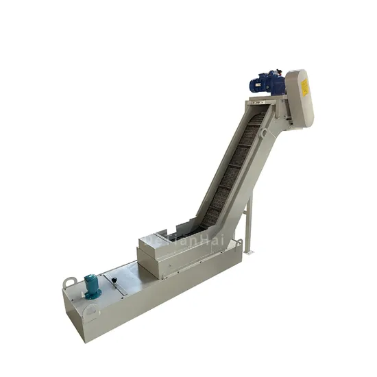 The CNC Machining Center Uses a Customized Chain-Plate Chip Conveyor