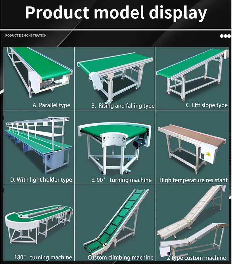 Customized Mini PVC Green Flat Belt Conveyor for Industrial Assembly Production Line