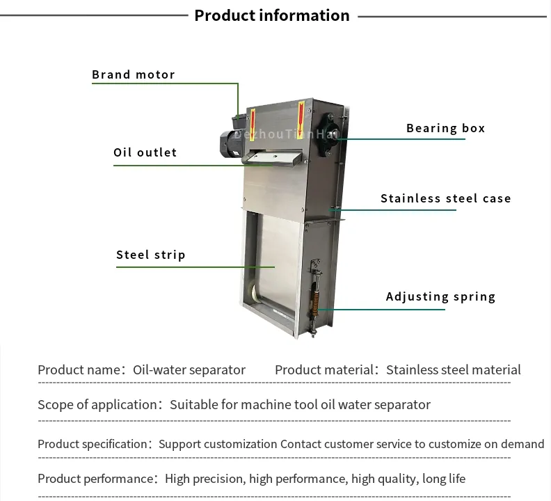 Machine Tool Oil Water Separator Belt Float Collector Skimmer Filter