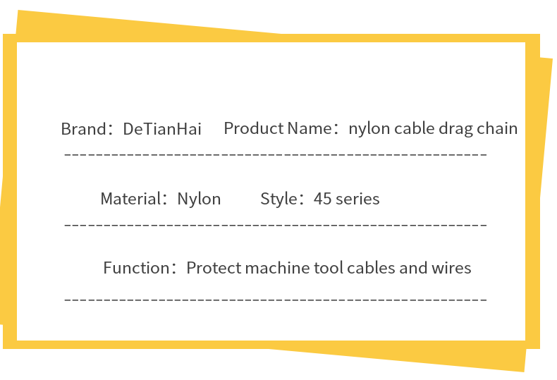 45 Series Manufacturers of Machine Tools Fully Closed Tank Chain Plastic Nylon Cable Drag Chain