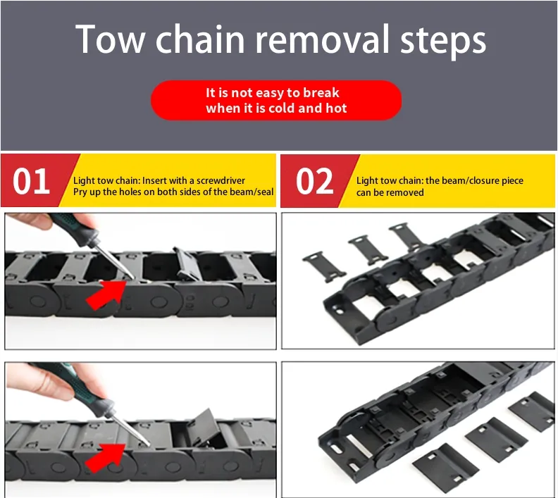 Nylon Bridge Cable Towing Chain Has Complete Models and Is Used for CNC Cutting Machine